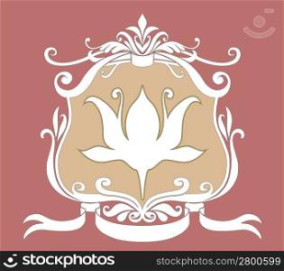 Vector Illuctration of Heraldic frame with floral Decorative ornament