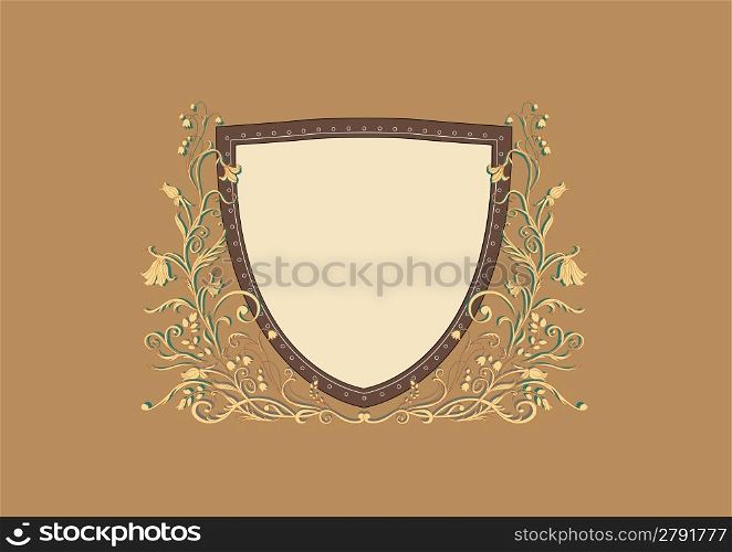 Vector Illuctration of Heraldic sheld with floral Decorative ornament