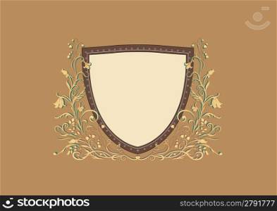Vector Illuctration of Heraldic sheld with floral Decorative ornament
