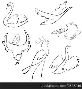Vector illustraition of Birds Design Set made with simple line only