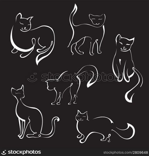 Vector illustraition of Cat Design Set made with simple line only
