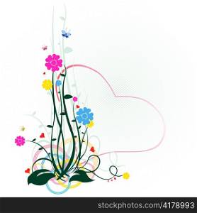 Vector illustraition of elegant floral elements with heart shape