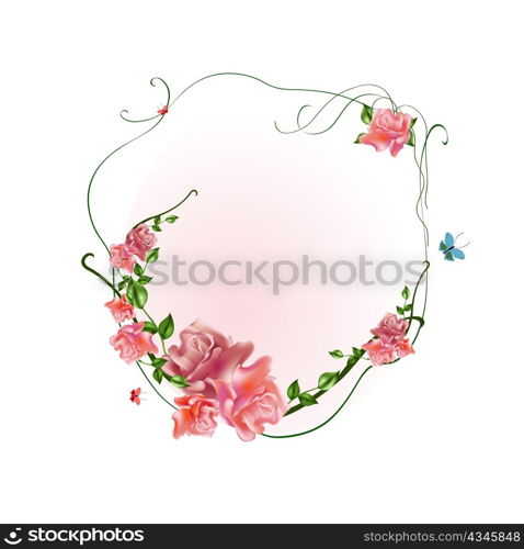 Vector illustraition of elegant floral frame with beautiful roses