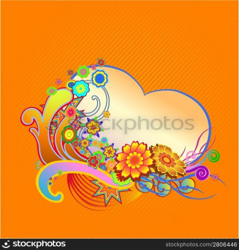 Vector illustraition of elegant floral frame with heart shape