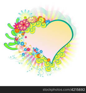 Vector illustraition of elegant floral frame with heart shape