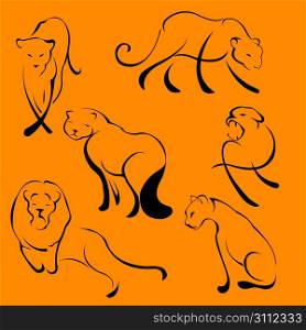 Vector illustraition of Lion Design Set made with simple line only