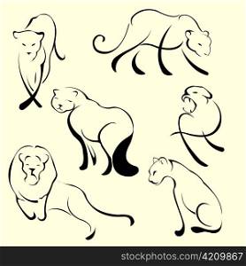 Vector illustraition of Lion Design Set made with simple line only