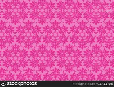 Vector illustraition of pink retro abstract floral Pattern background