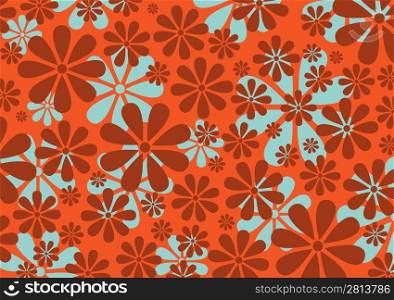 Vector illustraition of red Retro Daisy Pattern background