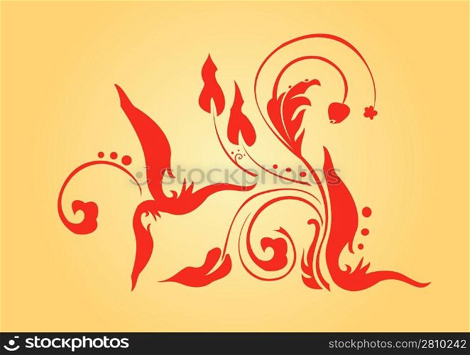 Vector illustraition of retro abstract floral swirl element