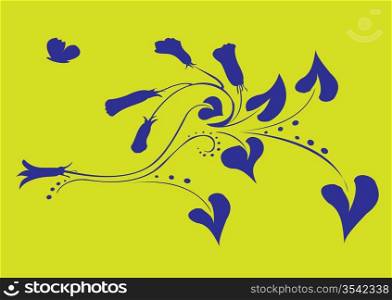 Vector illustraition of retro abstract floral swirl element