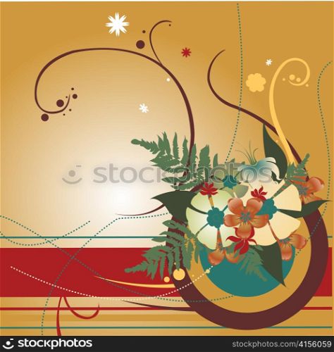Vector illustraition of retro abstract floral swirl elements