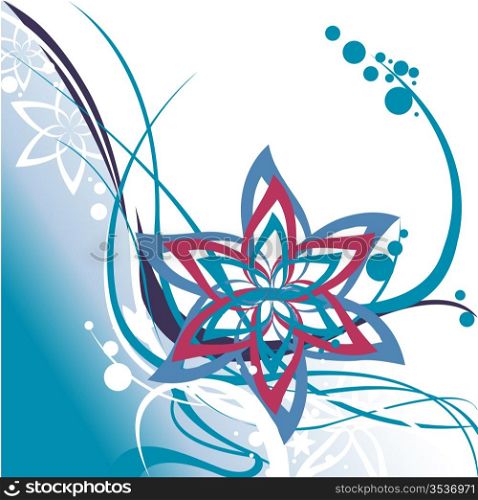 Vector illustraition of retro abstract floral swirl elements on the navy background