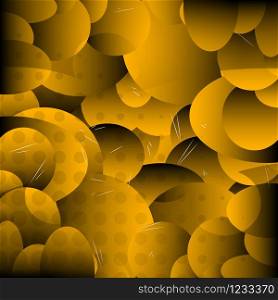 Vector illustrated abstract gold background. Design with geometric circles.