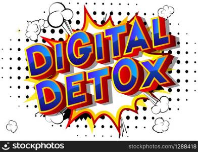 Vector illustrated comic book style Digital Detox text.