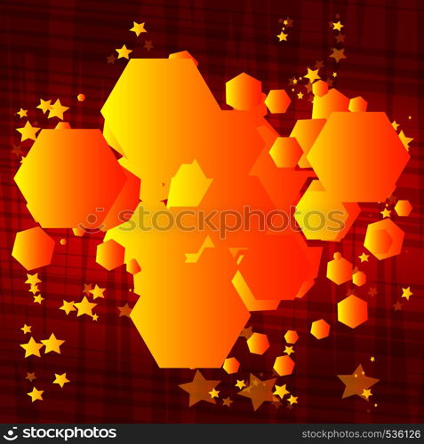 Vector illustrated retro comic book background hexagon shaped bubble, pop art vintage style backdrop.