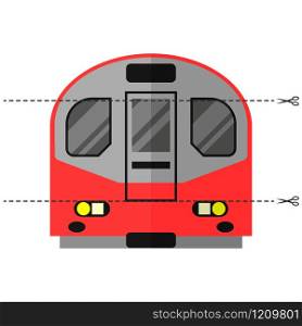 Vector illustration. A game for children of preschool age. Cut the picture into pieces. Fold in the right order. Mosaic. transport. subway train. London