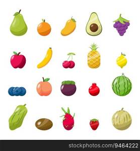 Vector illustration a set of cartoon fruits collection. flat design illustrations