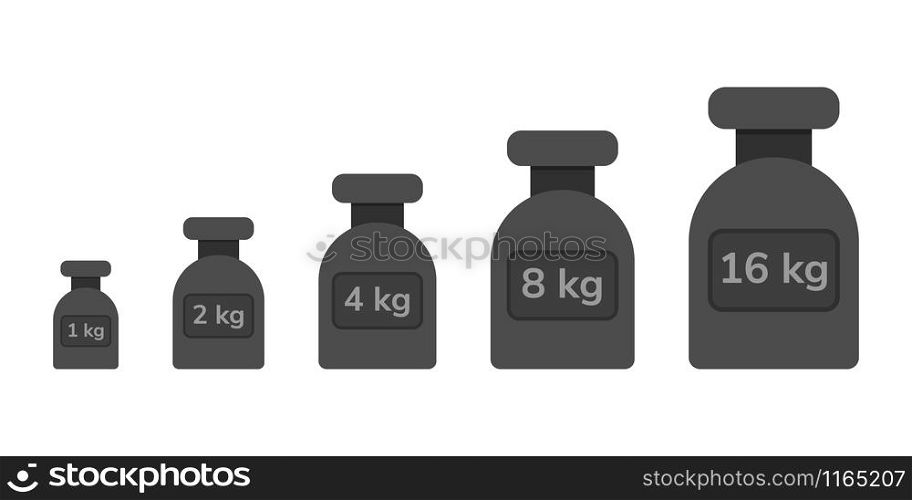 vector illustration. a set of weights for scales in the style of flat. calibration weights. vector illustration. a set of weights for scales in the style of