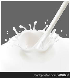 Vector illustration. A splash of milk on the gray background.