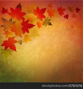 Vector illustration Abstract autumn vintage background with leaves. Abstract autumn vintage background
