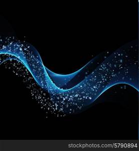 Vector illustration abstract background blue blurred magic neon light curved lines. Vector illustration abstract background with blue blurred magic neon light curved lines