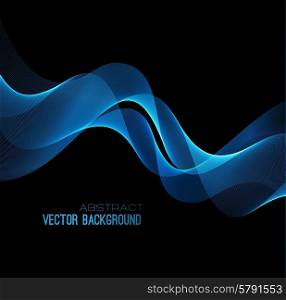 Vector illustration abstract background blue blurred magic neon light curved lines. Vector illustration abstract background with blue blurred magic neon light curved lines
