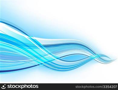 Vector illustration - abstract background made of blue splashes and curved lines