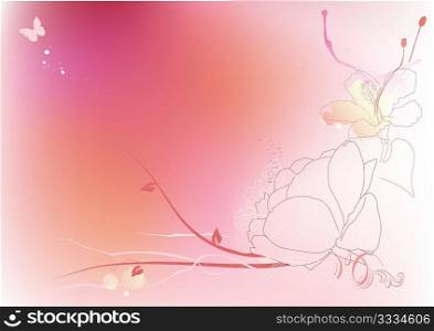 Vector illustration - abstract background made of color splashes and curved lines