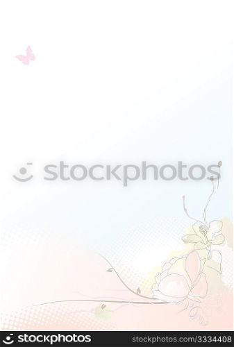 Vector illustration - abstract background made of color splashes and floral elements