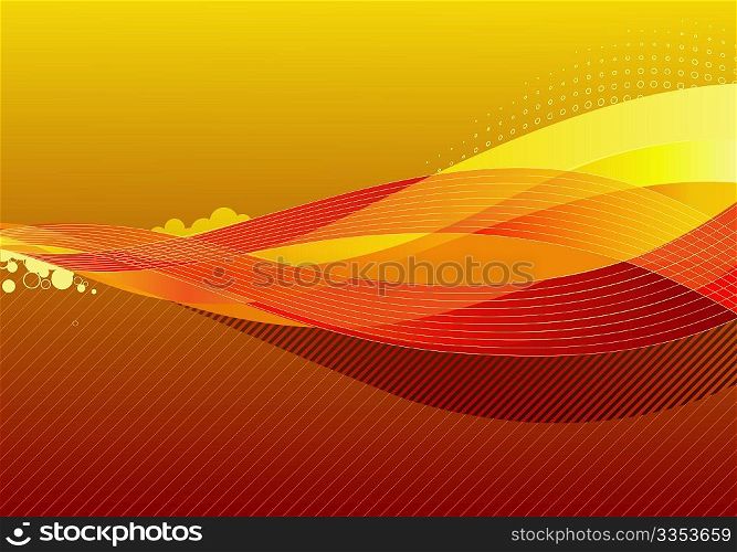 Vector illustration - abstract background made of orange splashes and curved lines