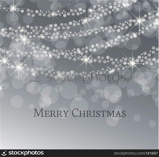 Vector illustration abstract Christmas background. Lights on grey background. Silver Holiday New year glitter.. Lights on grey background