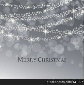 Vector illustration abstract Christmas background. Lights on grey background. Silver Holiday New year glitter.. Lights on grey background