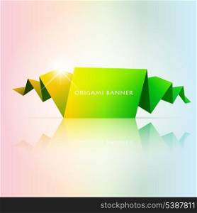 Vector illustration abstract green origami speech bubble