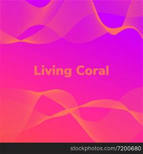 Vector illustration. Abstract liquid poster template cover background with modern trend of color of living coral. Geometric shapes. Blend.