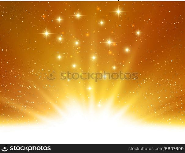 Vector illustration Abstract magic gold light background. Vector shiny Abstract magic gold light background