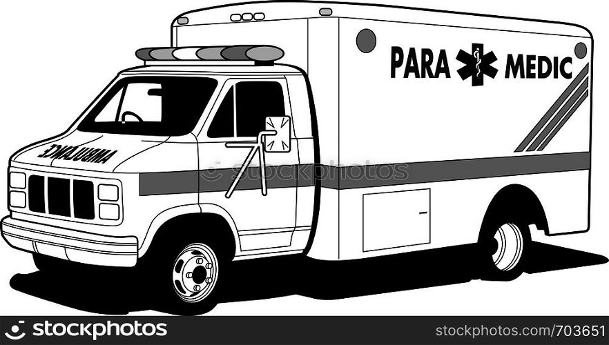 Vector illustration ambulance car . Ambulance vehicle medical evacuation.