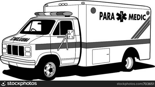 Vector illustration ambulance car . Ambulance vehicle medical evacuation.