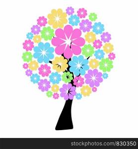 Vector illustration an abstract blossom flower tree on white background