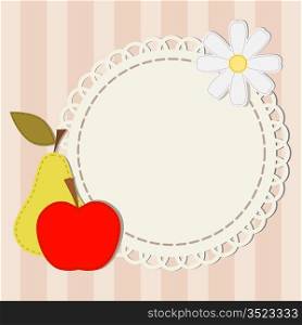 Vector illustration and silhouettes lace apple, pear and chamomile