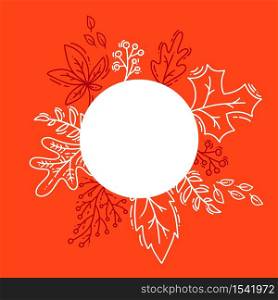 Vector illustration autumn background, tree leaves, orange backdrop, design for fall season banner, poster or thanksgiving day greeting card, festival invitation art style.. Vector illustration autumn background, tree leaves, orange backdrop, design for fall season banner, poster or thanksgiving day greeting card, festival invitation art style