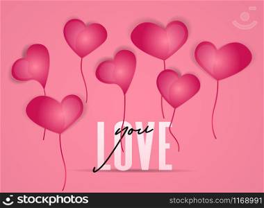 Vector illustration background with balloon hearts. Beautiful Confetti Hearts Falling on Background. Invitation Template Background Design for Valentines Day or Mother&rsquo;s Day. Background with hearts