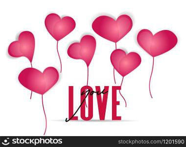 Vector illustration background with balloon hearts. Beautiful Confetti Hearts Falling on Background. Invitation Template Background Design for Valentines Day or Mother&rsquo;s Day. Background with hearts