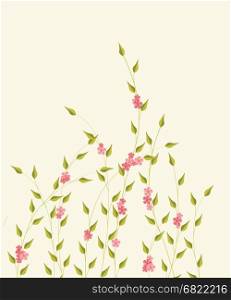 Vector illustration background with decorative branches and flowers