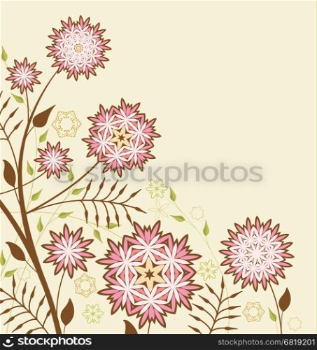 Vector illustration background with decorative flowers and leafs