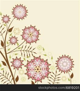 Vector illustration background with decorative flowers and leafs