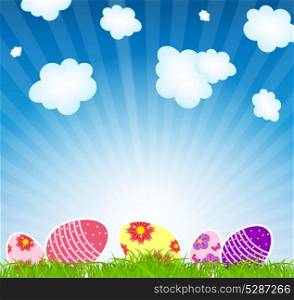 Vector illustration background with easter eggs. Vector illustration.
