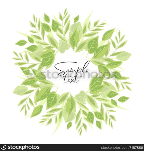 Vector illustration background with green leaves. Nature background with place for text. Background with green leaves