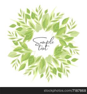 Vector illustration background with green leaves. Nature background with place for text. Background with green leaves