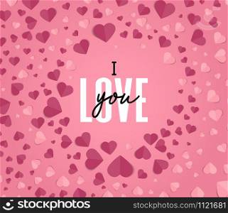 Vector illustration background with hearts. Beautiful confetti hearts falling on background. Invitation Template Background Design, Valentine&rsquo;s Day or Mother&rsquo;s Day. Background with hearts